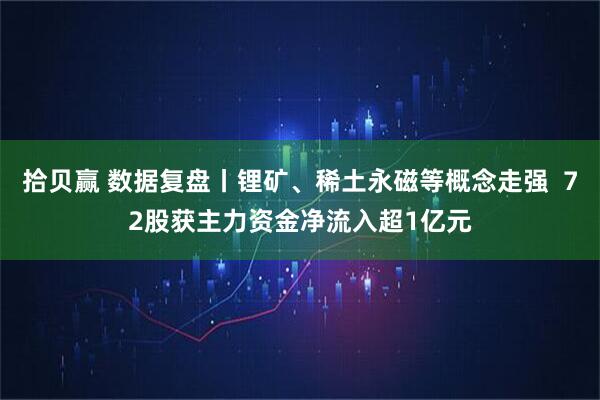 拾贝赢 数据复盘丨锂矿、稀土永磁等概念走强  72股获主力资金净流入超1亿元